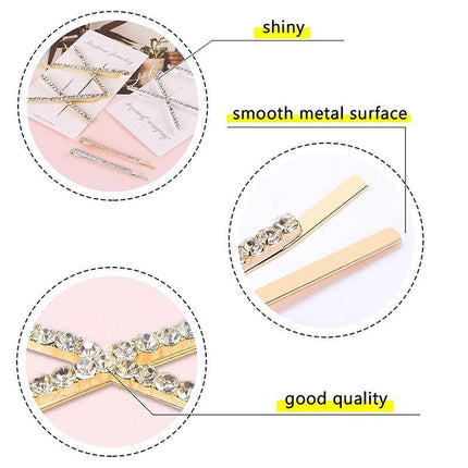 X Shaped Crystal Rhinestone Hair Clip Pin Barrette Hairpins Headwear Accessories - Aimall