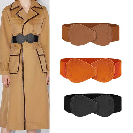 Fashion Belt Red Elastic Waist Cover Wide Belt Women Black Elastic Bow Decoration
