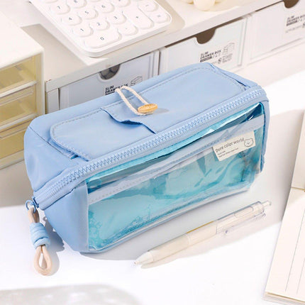 Large Capacity Japanese Style Student Stationery Bag Plain Colour Pen Case
