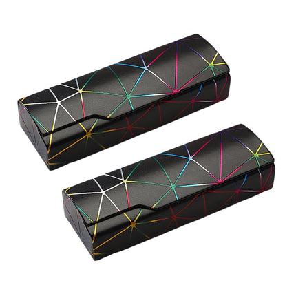 2PCS Lattice Pattern Glasses Case with Snap Closure and Anti-pressure Design