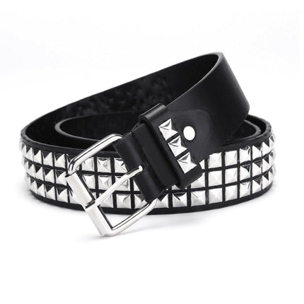 2PCS Square Rivet Belt Punk Style Jeans Waist Belt for Men and Women Fashion
