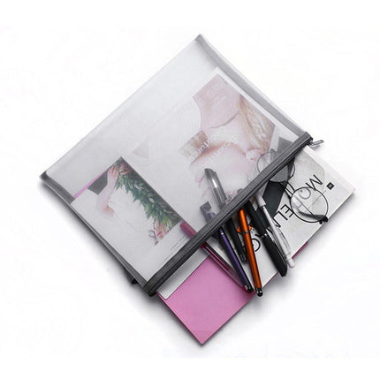 A4 Mesh Zipper Pouch Document Bags - Durable File Folders in 3 Colours