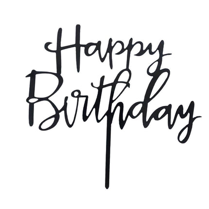 Elegant Acrylic Happy Birthday Cake Topper Decoration Card for Party Supplies