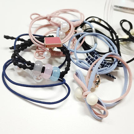 Women Elastic Hair Band Ponytail Holder Girl Rubber Rope Ties Gum Headwear Craft - Aimall