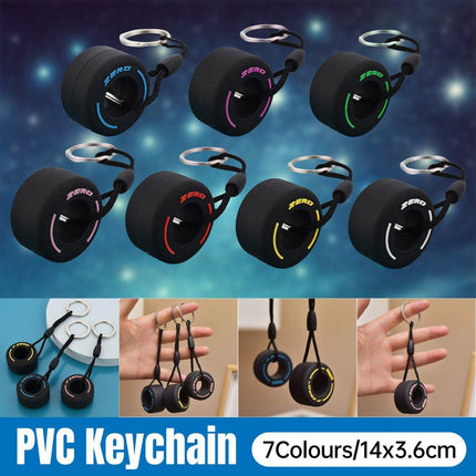 Creative PVC Soft Rubber Tire Keychain Car Key Pendant Schoolbag Accessories