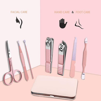 7PCS Manicure Pedicure Set Stainless Nail Clippers Kit Cuticle Grooming Case AU - Aimall