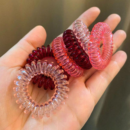 Women Telephone Wire Rubber Bands Stretchy Non-mark Coil Ropes Solid Hair Ties