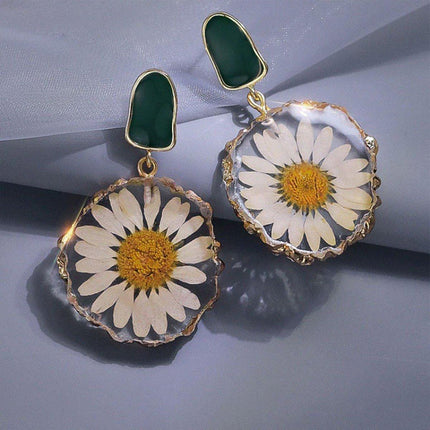 Elegant Handmade Earring Real Dried Flowers High-Grade Fashion Jewelry