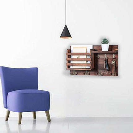 Wooden Wall Mounted Hanging Rack Holder Storage Shelf for Living Room Entrance