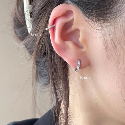 7sizes Hoop Earring Silver Zirconia Ear Huggie Hoop Cartilage Piercing Jewellery - Aimall