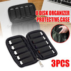 3PCS Large Capacity USB Flash Drive Storage Case Portable Black U Disk Bag