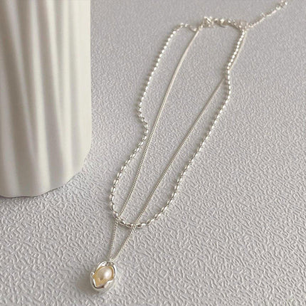 Love Butterfly Pearl Tassel Double Layer Necklace Elegant Jewelry Women Fashion