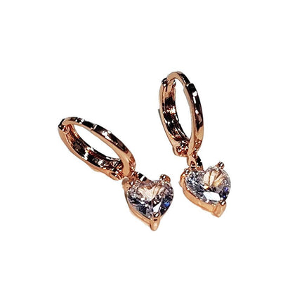Elegant Crystal Heart Drop Earrings Zircon Rhinestone Wedding Gifts Women - Aimall