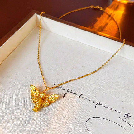 Elegant Zircon Angel Necklace Retro Fashion Clavicle Chain Luxury Jewelry