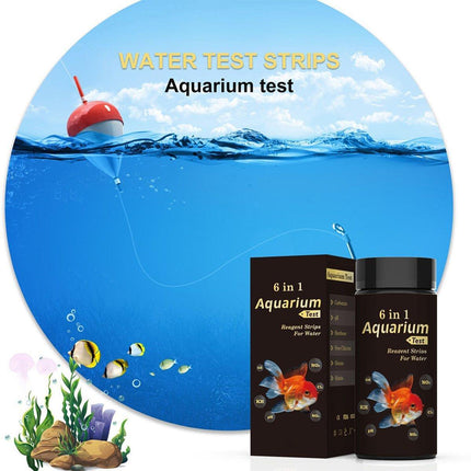 50pcs 6in1 Water Quality Test Strip for Fish Tank Aquarium Pool Accurate Testing