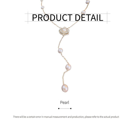 Gold Flower Pearl Tassel Necklace Elegant Temperament Jewelry Gift for Women