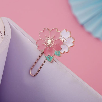 Bookmark Sakura Flowers Metal Bookmark Cherry Blossom Kids Paper Clip - Aimall