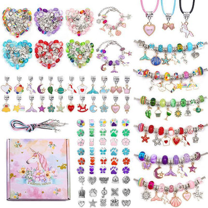 Beads Jewellery Charms Pendant Set DIY Craft Girls Kids Gift Bracelet Making Kit - Aimall