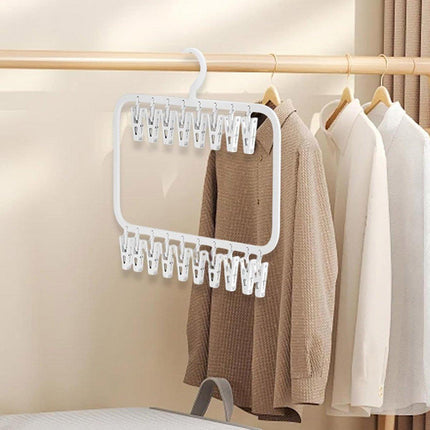 Clothes Rack Plastic Household Drying Hangers Non-Slip Storage Clip Organiser