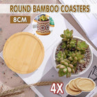 4x Round Bamboo Wooden Coaster Tea Coffee Drink Holders Pallet Beverage Mat Pad - Aimall