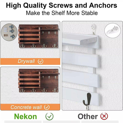 Wooden Wall Mounted Hanging Rack Holder Storage Shelf for Living Room Entrance