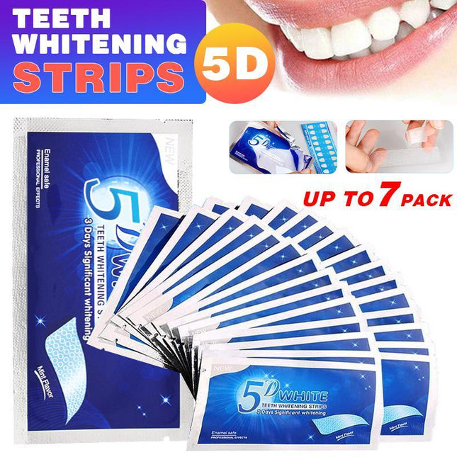 5D Teeth Whitening Strips Pro Safe White Tooth Clean Gel Bleach Dental Strength - Aimall