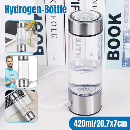 420ml Hydrogen Water Generator Bottle USB Rechargeable Borosilicate Glass
