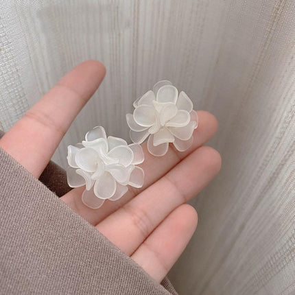 925 Silver Needle Rose Petal Earrings Long Acrylic Tassel Eardrop Women - Aimall