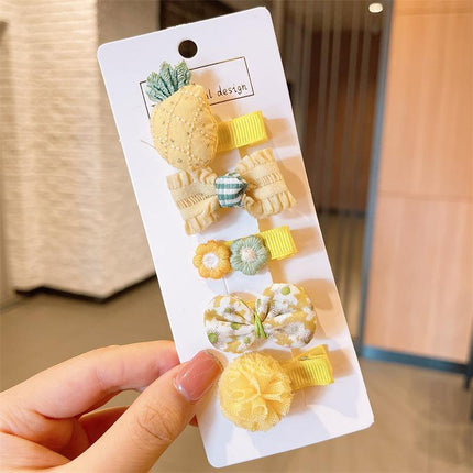 5PCS Girls Bowknot Snap Hair Clips Headband Cute Hair Accessories Set