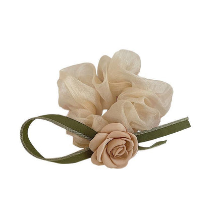 Korean Style Camellia Bow Hair Ties Large Intestine Hair Ring Hair Rope Bands - Aimall