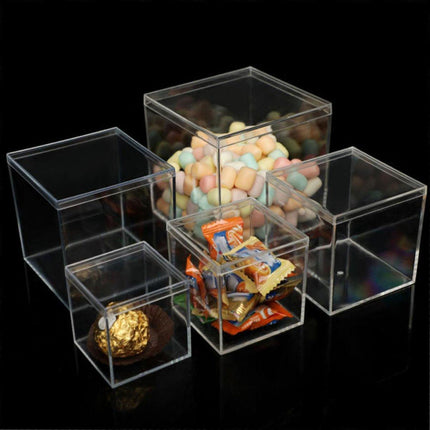 10pcs Clear Acrylic Plastic Boxes Square Storage Containers for Food  Small Item