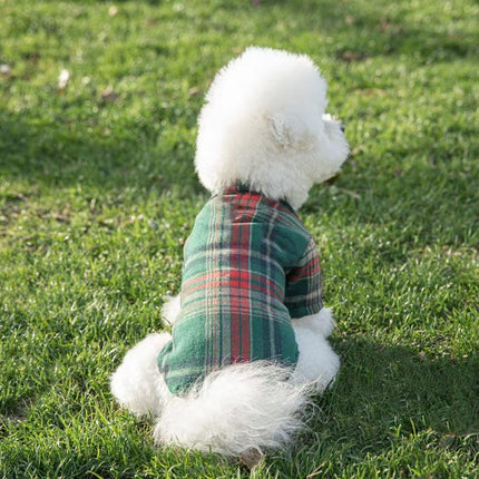 Soft Puppy Plaid Shirt Dog Clothes Jumpsuit Cat Pet Check Coat Summer T-shirt
