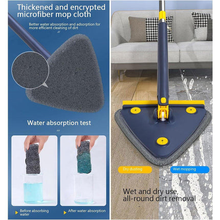 Adjustable Rotating Triangle Mop Wet Dry Dual-use Household Mop with Scraper