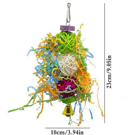 3PCS Bird Parrot Shredding Toys Chewing Foraging Hanging Cage Shredder Bell Toys - Aimall