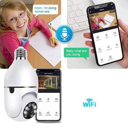 360° Panoramic WiFi IR IP E27 Light Bulb Camera HD Night Smart Home A6 AU