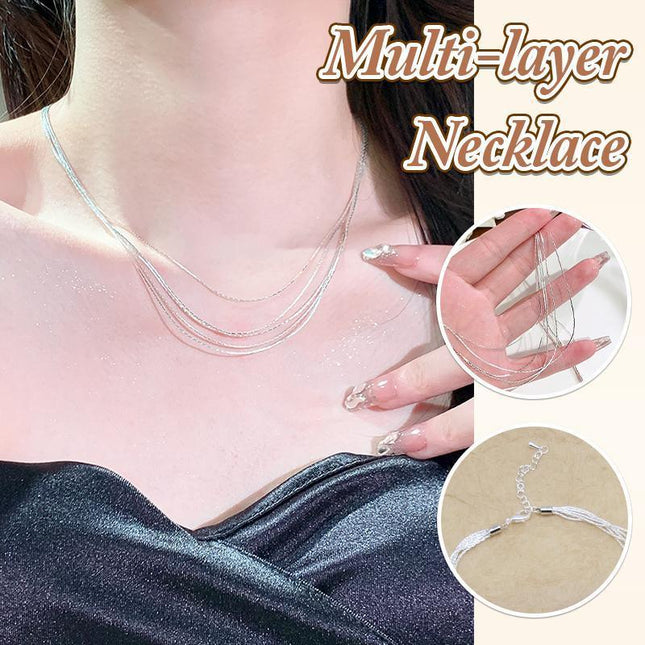 Versatile 5 Layered Chain Necklace Stylish Jewelry Accessory Collarbone Choker - Aimall