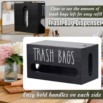 Wooden Plastic Bag Storage Box Hanging Rubbish Bag Organizer Extractable Tissue
