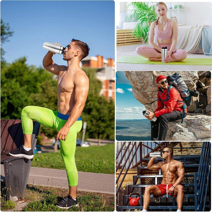 500/750ML Stainless Steel Protein Blender Shaker Cup Bottle Mixed Water Sport