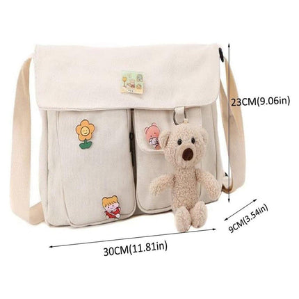 Ladies Small Square Canvas Bag Large Capacity Shoulder Handbag for Everyday Use