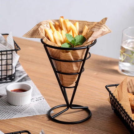 2X Snack Rack Fried Chicken Chip Cone Fryer French Fries Wire Oil Holder Basket