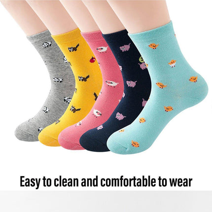 Cute Cat Design Women Cotton Socks Fun Cartoon Cute Tube Socks for Casual Wear
