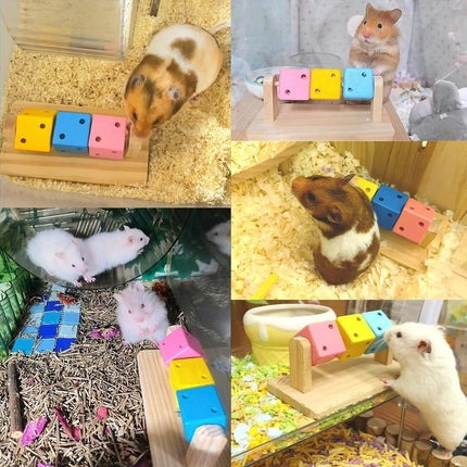 Interactive Hamster Cube Toy Wood Hamster Chew Cube Relieve Boredom Gift