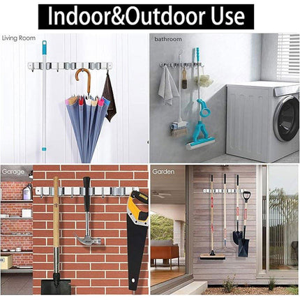 Punch-free Wall Mounted Mop Rack Nail-free Storage Rack Multi-use Mop Holder