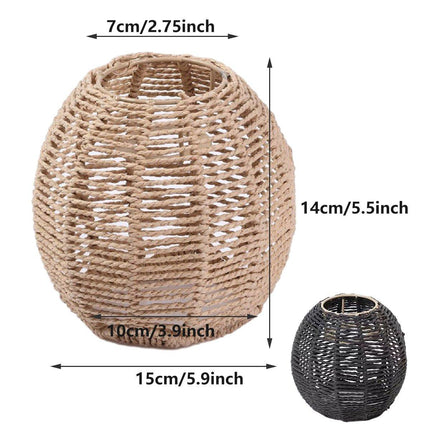 Simulated Rattan Ceiling Light Cover Handmade Rustic Woven Lamp Shade Decor