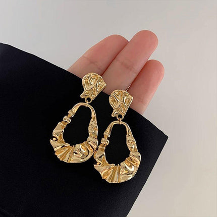 Vintage Ruffled Earrings for Women Retro Irregular Design Fashion Jewelry Gift