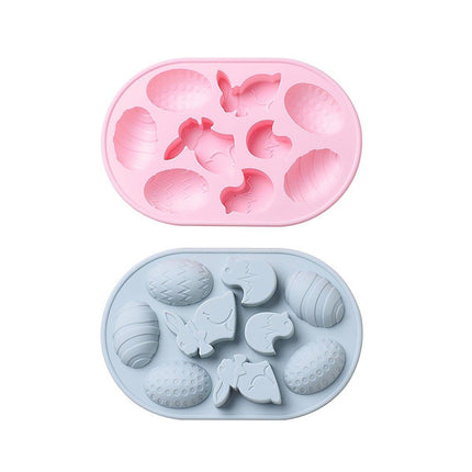 2PCS Easter Rabbit Egg Silicone Molds DIY Baking Mold for Cake Chocolate Decor