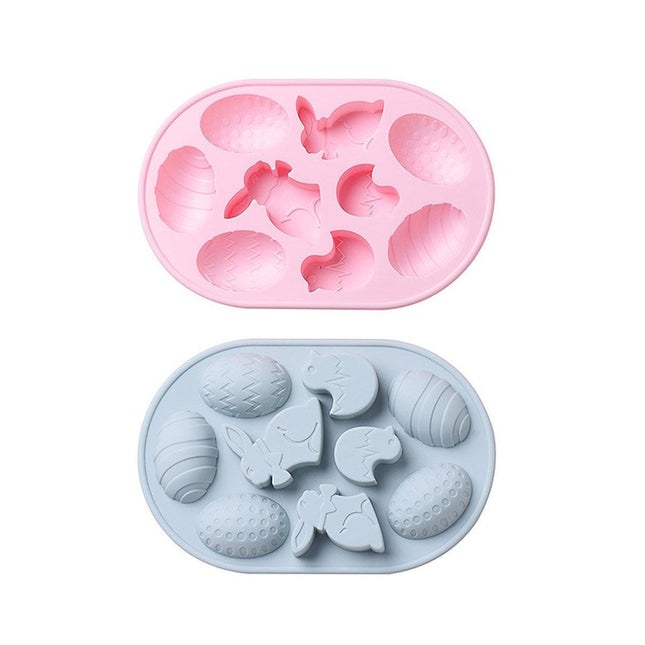 2PCS Easter Rabbit Egg Silicone Molds DIY Baking Mold for Cake Chocolate Decor