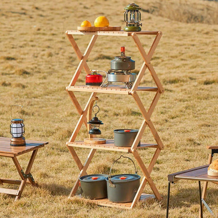 Portable Camping Shelf Multi-functional Picnic Organizer Folding Storage Rack