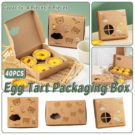 40PCS Cute Egg Tart Paper Boxes for Bakery Packaging Desserts Pastry Cupcakes