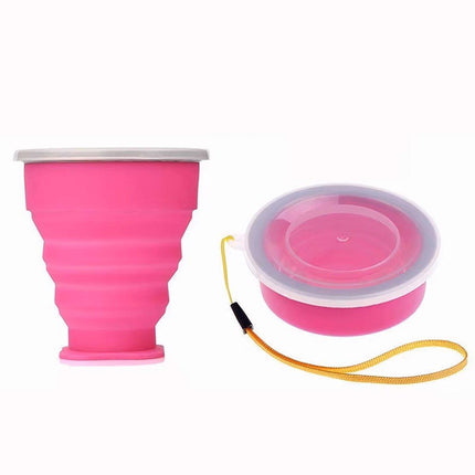 6PCS Portable Silicone Folding Travel Cups 200ml with Lid for Outdoor Camping